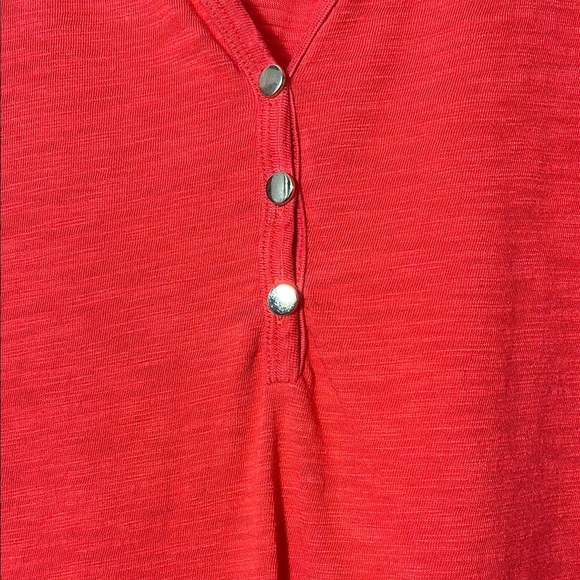 Chico's Red Fitted Buttoned Blouse - Picture 2 of 7